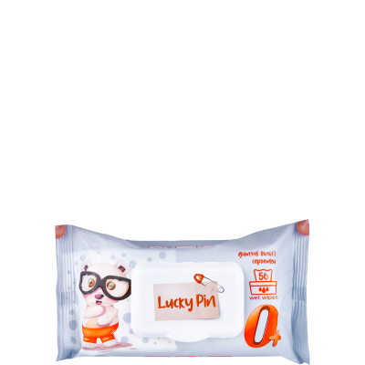Дитячі вологі серветки Lucky Pin з клапаном, 56 шт